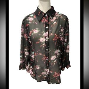 Floral Nicola Peony Rose Printed Blouse Y2K